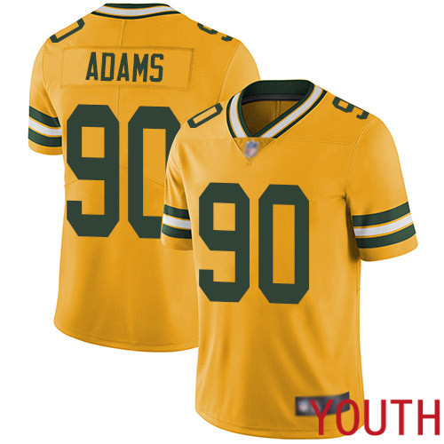 Green Bay Packers Limited Gold Youth #90 Adams Montravius Jersey Nike NFL Rush Vapor Untouchable